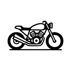 Logo concesionario de motos. Icono con dibujo sencillo con líneas de una motocicleta vista de perfil  © teracreonte
