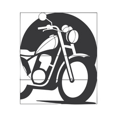 Logo concesionario de motos. Icono con dibujo estilo boceto con líneas de una motocicleta en círculo  © teracreonte