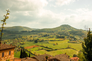 Naklejka premium landscape of tuscany, Italian hills