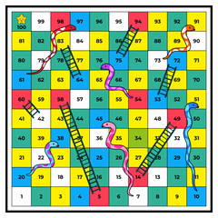 colorful snakes and ladders board game for children © MadeDirgaPepe