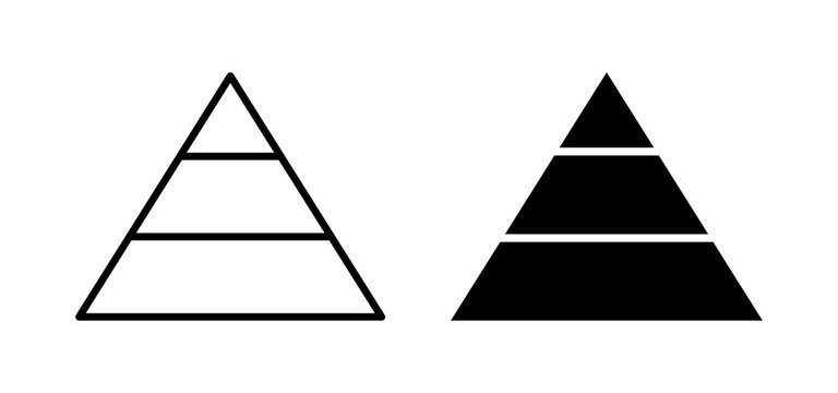 Food pyramid icon set with three levels for nutrition and diet