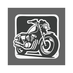 Logo concesionario de motos. Icono con dibujo con líneas de una motocicleta en perspectiva en un cuadrado  © teracreonte