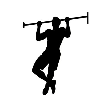 Silhouette of a man doing pullups