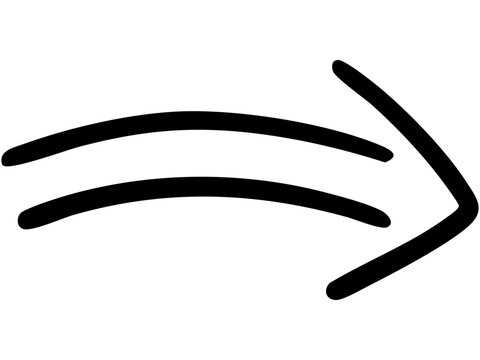 二重線の手書き矢印のイラスト1（黒）