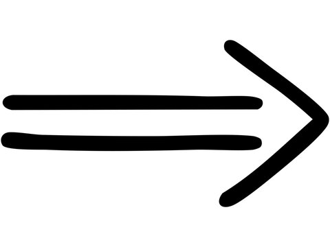 二重線の手書き矢印のイラスト2（黒）