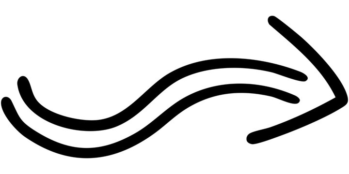 二重線の手書き矢印のイラスト5（黒）
