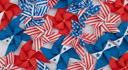 Naklejka premium Patriotic labor day decorations with american flag ribbons and bows