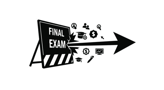 final exam graduation concept with money and career icons