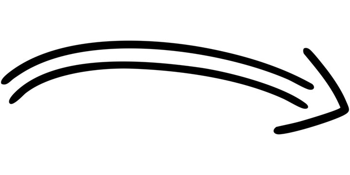 二重線の手書き矢印のイラスト9（黒）