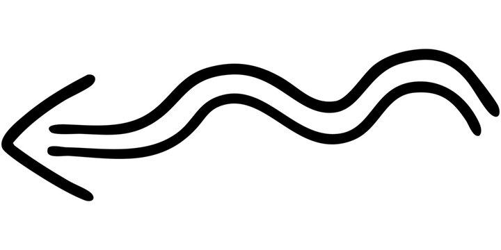 二重線の手書き矢印のイラスト10（黒）