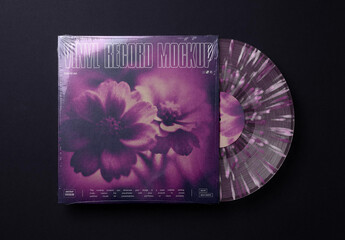 Vinyl LP Sleeve Mockup with Record