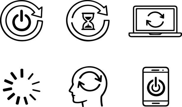 Refresh restart update system outline icons