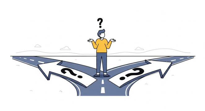 Man at crossroads making decision.