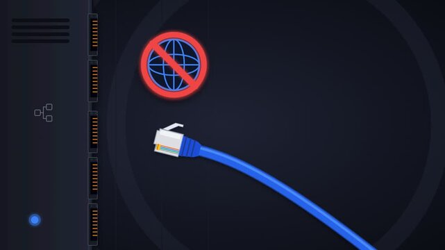 No Internet Connection Symbol and Network Cable