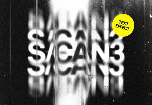 Broken Scan Text Effect Mockup