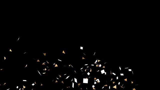 Festive confetti party explosion with glitter streamers, celebration animation, sparkling particles creating vibrant, colorful background perfect for birthday party, holiday videos on black screen