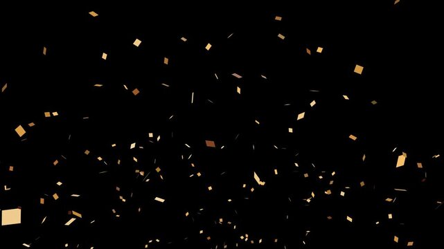 Realistic confetti falling party animation with festive sparkle effect and glitter particles creating vibrant celebration on a black screen, perfect for birthday, wedding, anniversary, holiday videos