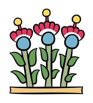 Aztec glyph of Tlacopan meaning Place on the Rods. Tepanec city-state, part of Triple Alliance of Aztec Empire on western shore of Lake Texcoco. Present-day neighborhood of Tacuba, Mexico City. Vector