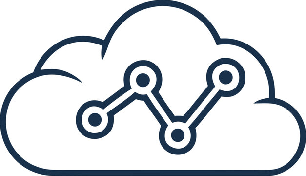Cloud Computing Concept Vector Logo &ndash; Modern Cloud Technology, Data Storage and Network Symbol