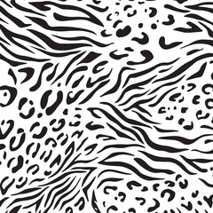 Obraz premium Dynamic black and white zebra leopard fusion animal print pattern