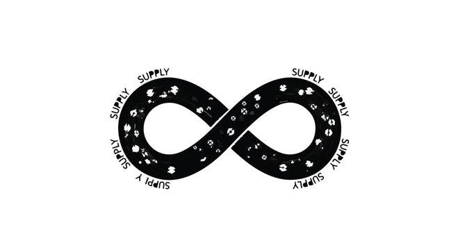 infinity symbol with supply and demand text illustration