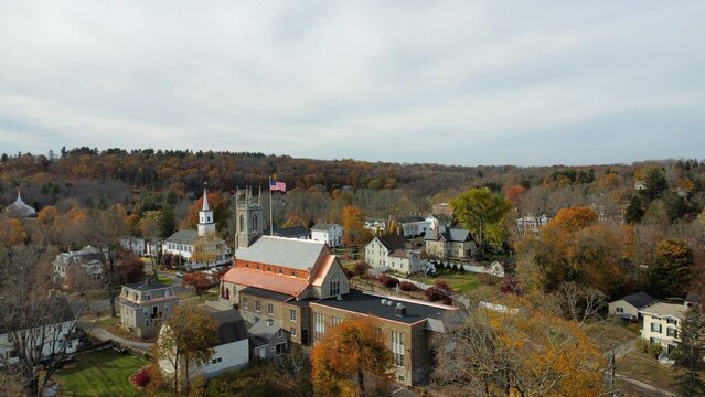 Aerial View of Downtown Newtown, CT