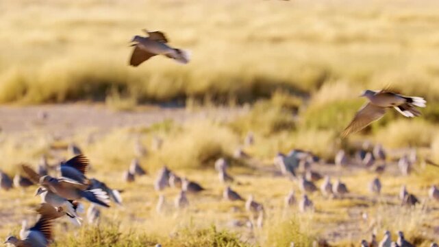 Slow motion footage of a cunning jackal trying to catch a bird in Savanah of Botswana Africa.