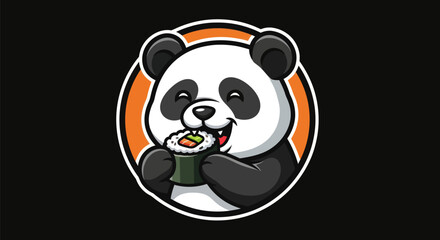 Happy panda eating sushi roll © Akun