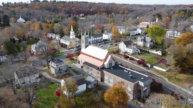 Aerial View of Downtown Newtown, CT