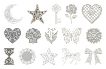 Naklejka na ściany i meble PNG Intricate lace designs collection, transparent background