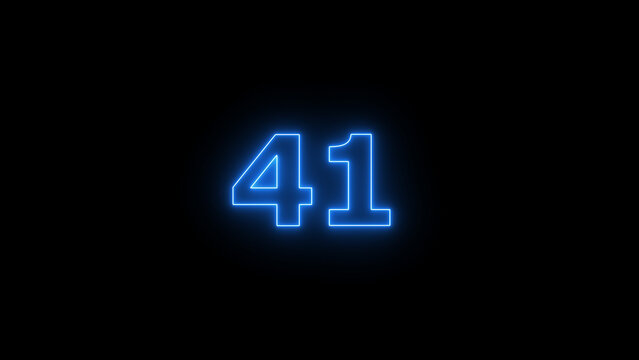 Abstract beautiful blue neon counting number 41 icon background 4K illustration.
