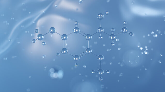 desglymidodrine molecular structure, 3d model molecule, alpha-adrenergic agonist structural chemical formula view from a microscope
