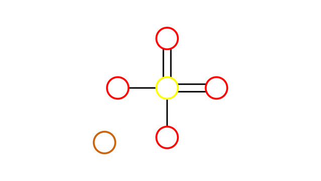 copper(ii) sulfate molecule, structural chemical formula, ball-and-stick model, isolated image fungicide