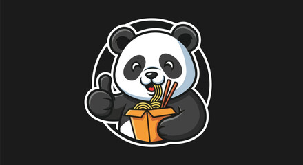 Cartoon panda eating noodles © Alan