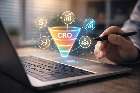 AI driven conversion rate optimization CRO marketing funnel analytics with revenue growth strategy dashboard