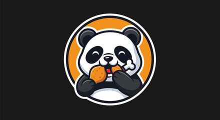 Cartoon panda eating fried chicken © Alan
