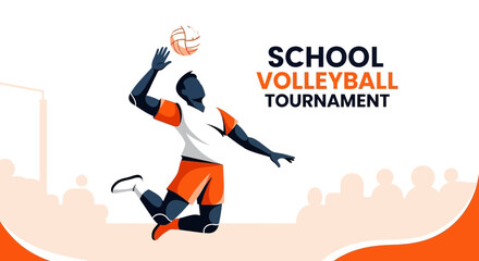 Obraz premium Dynamic Volleyball Game Illustration Depicting School Tournament Event Design Perfectly