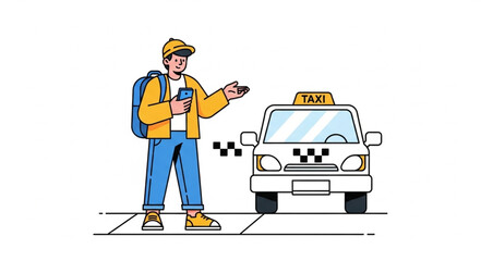 Man hailing a taxi cab.