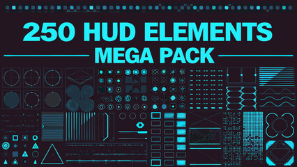 A collection of 250 futuristic hud elements presented in a mega pack © Nipa
