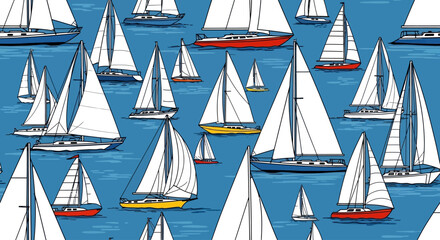 Sailing Boats on the Water Surface.