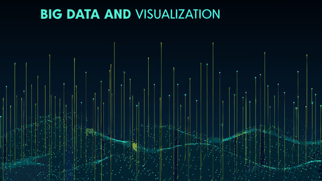 Abstract visualization of big data with glowing lines and a dark background