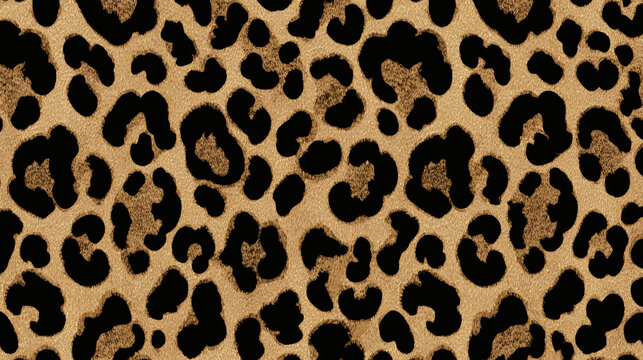 Seamless leopard print pattern with golden brown and black rosettes