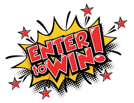 Enter to win. Flat red explosion sign, enter to win sign, enter to win push button. Vector icon on transparent background