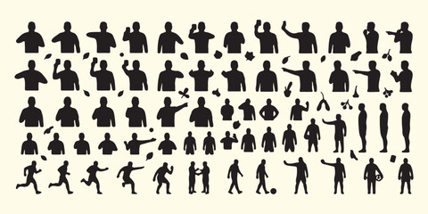 Diverse people talking and gesturing silhouettes, social communication and interaction pattern, people meeting and discussing vector art, community social activity background texture, group of people 
