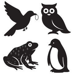 Fototapeta premium Set of cute funny cartoon birds in vector illustration with different bird characters and animal designs