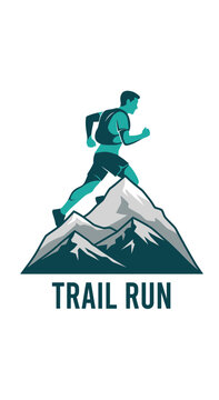 Energetic Mountain Trail Runner Icon: Captivating Illustration for Adventure and Outdoor Activities