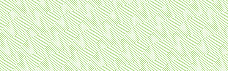 Naklejka premium Green organic field pattern with flowing abstract lines. Farm landscape background featuring wavy grass strokes. Geometric nature art. Simple agricultural hill. Vector illustration