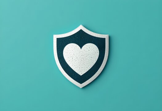 Heart Symbol on Shield Design Representing Protection and Care