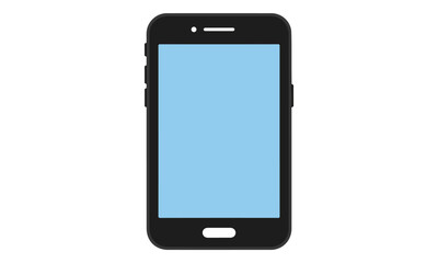 Smartphone with blank blue screen isolated on white background