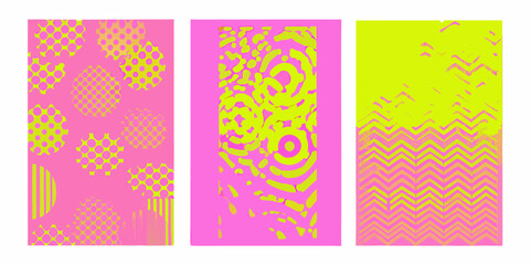 Obraz premium Three vibrant abstract panels with bold patterns and neon colors